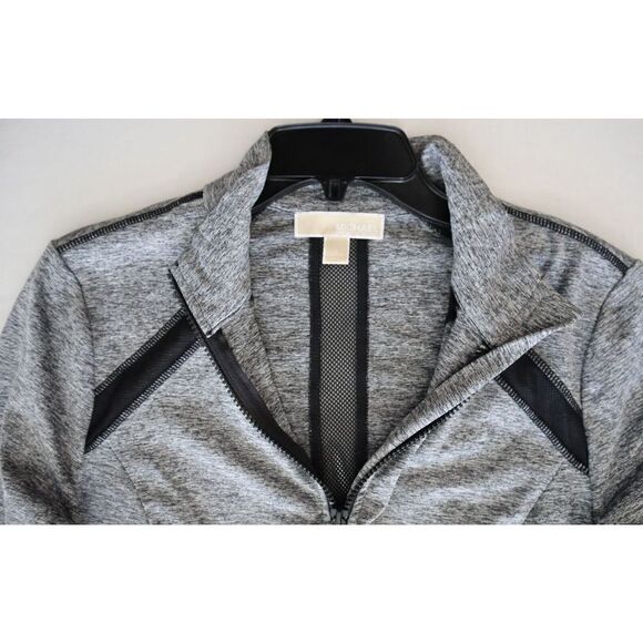 Michael Kors Women's Sz L Gray Heather Active Mesh-Panel Full-Zip Jacket - Picture 4 of 10